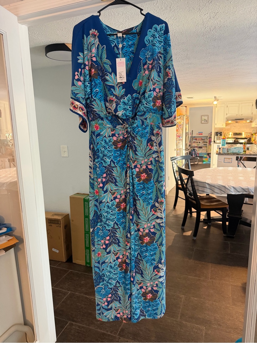 Lilly Pulitzer Blue Floral V-Neck Dress - Picture 3 of 7